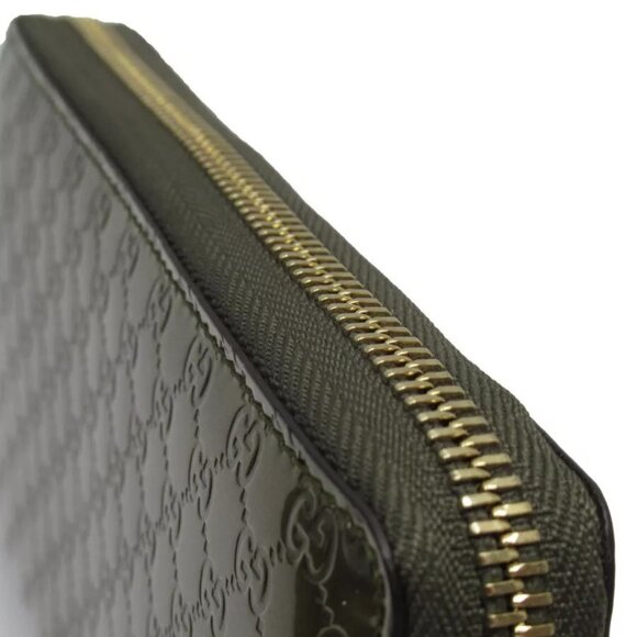Auth GUCCI Micro Gucci Shima Zip Around long wallet khaki leather - Picture 8 of 16